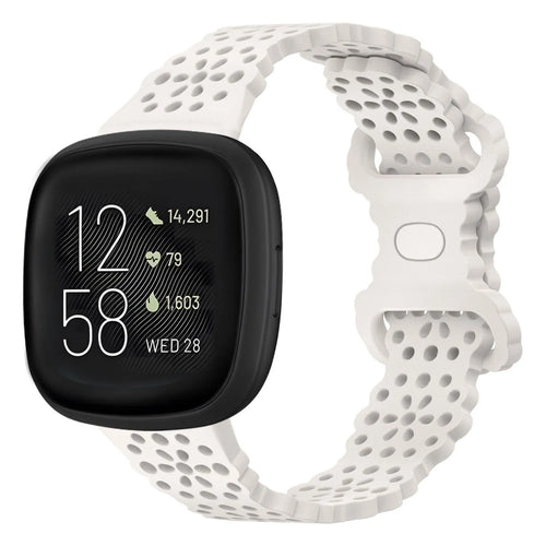 Patterned Silicone Strap, on a watch, direct front view