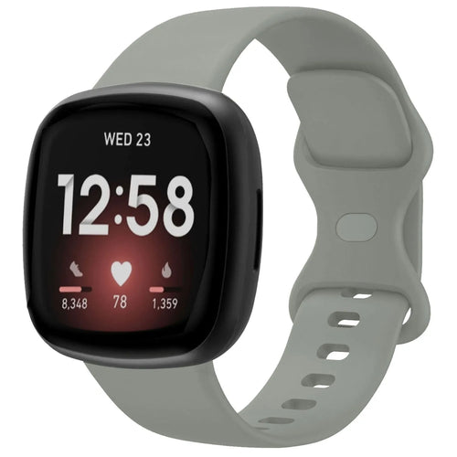 Silicone Strap 'Classic', grey, on a watch, direct front view