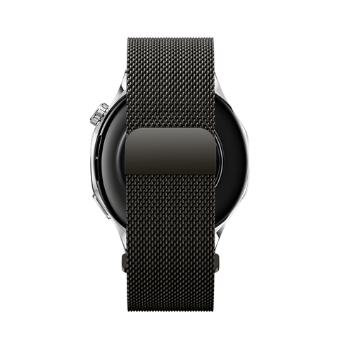 Milanese Strap 'Easy Fit', titanium grey, on a watch, direct front view