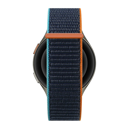 Nylon Strap 'Easy Fit', blue mix, on a watch, direct front view