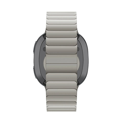 Steel Strap 'One Bead', titanium, on a watch, direct front view