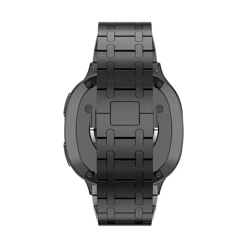 Steel Strap 'Royal', black, on a watch, direct front view