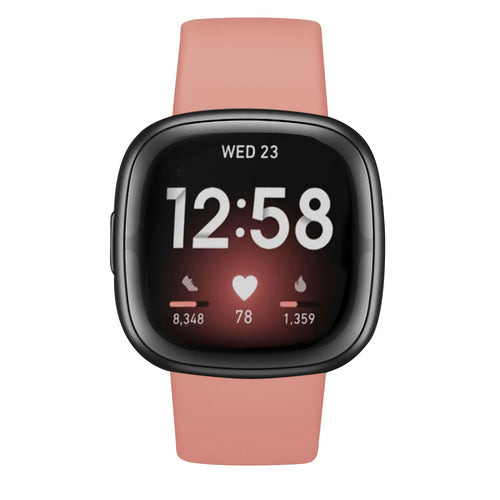 Silicone Strap 'Classic', pink, on a watch, direct front view