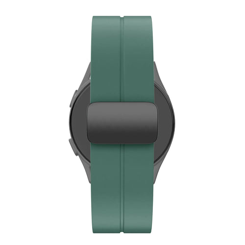 D-Buckle Silicone Strap, dark green, on a watch, direct front view