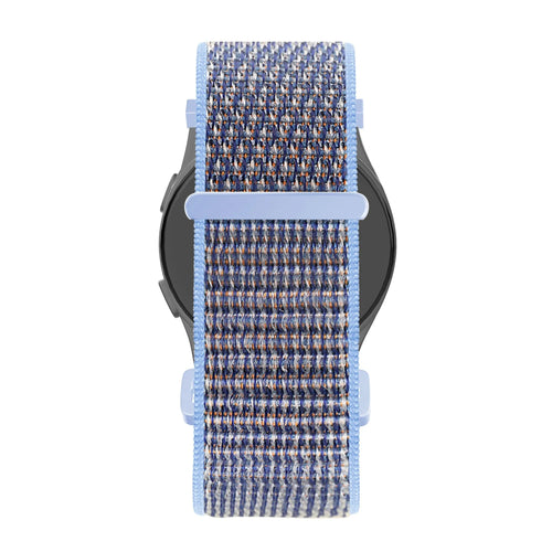 Nylon Loop Strap, azure blue, on a watch, direct front view