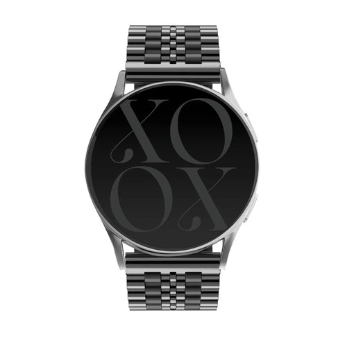 Steel Strap, black, on a watch, direct front view