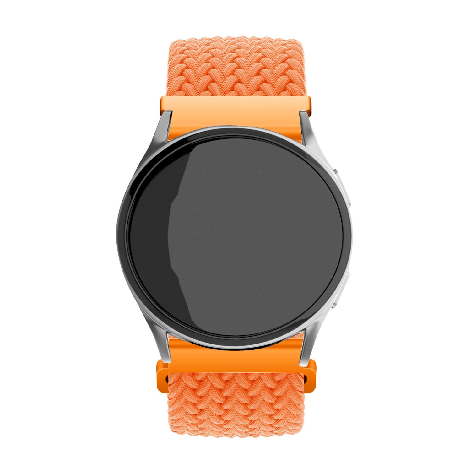 Nylon Adjustable Braided Strap, orange, on a watch, direct front view