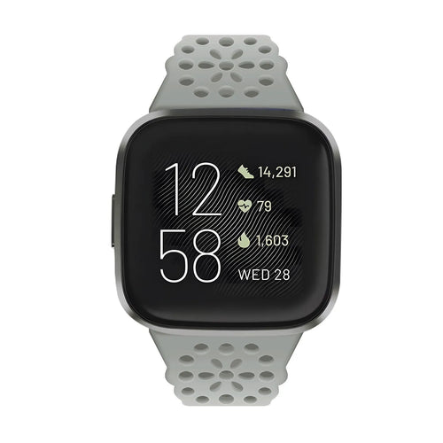 Patterned Silicone Strap, grey, on a watch, direct front view