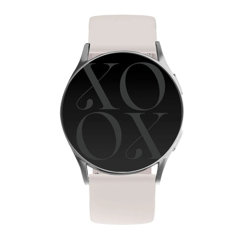 Silicone Strap, beige, on a watch, direct front view