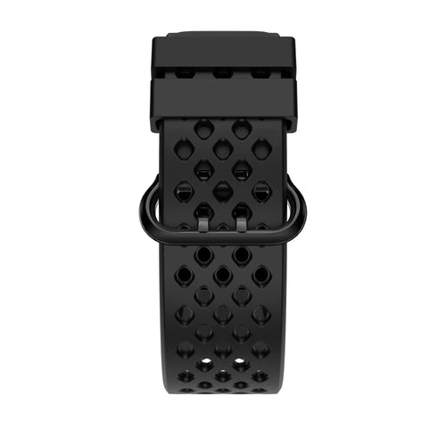Silicone Sport Strap 'Air', black, on a watch, direct front view