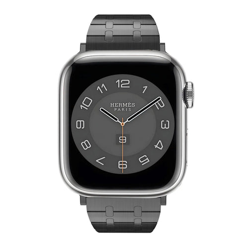 Royal Steel Strap, black, on a watch, direct front view