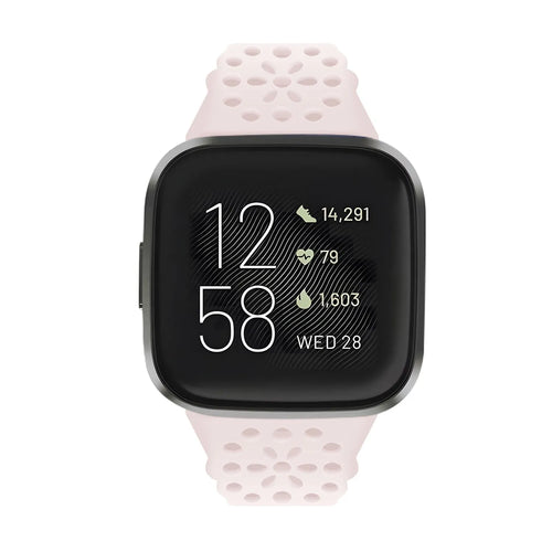 Patterned Silicone Strap, light pink, on a watch, direct front view