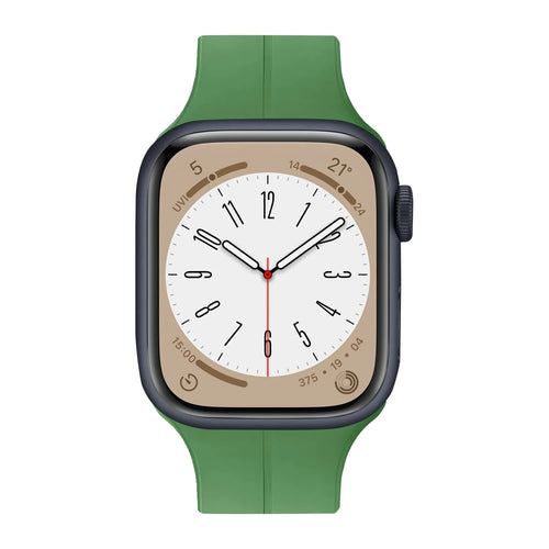 D-Buckle Silicone Strap, army green, on a watch, direct front view