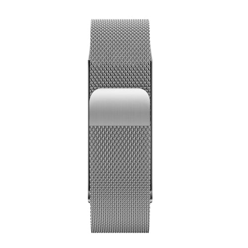 Milanese Loop Strap, silver, on a watch, direct front view