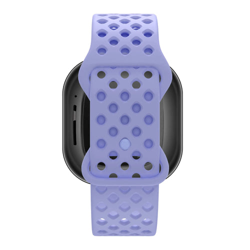 Silicone Sport Strap 'Air', lilac, on a watch, direct front view