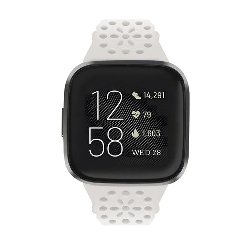 Patterned Silicone Strap, off-white, on a watch, direct front view