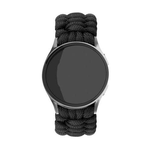 Nylon Rope Strap, black, on a watch, direct front view