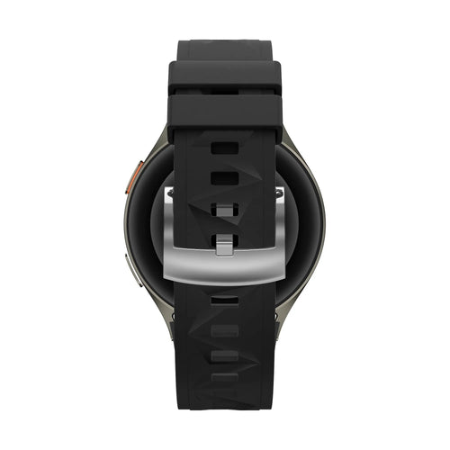 Silicone Strap 'Easy Fit', black, on a watch, direct front view