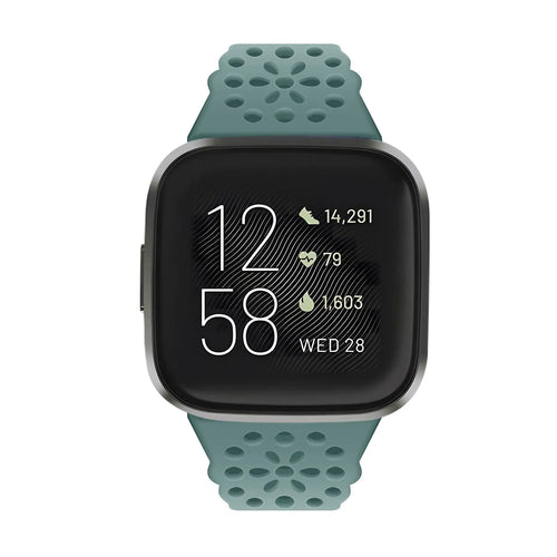 Patterned Silicone Strap, green, on a watch, direct front view