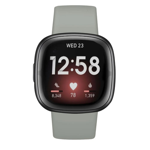 Silicone Strap 'Classic', grey, on a watch, direct front view