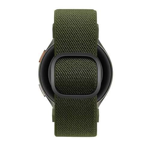 Nylon Elastic Strap 'Easy Fit', green, on a watch, direct front view