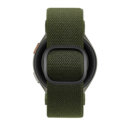 Nylon Elastic Strap 'Easy Fit', green, on a watch, direct front view