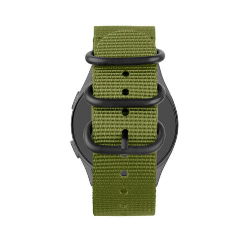 Buckled Nylon Strap, green, on a watch, direct front view