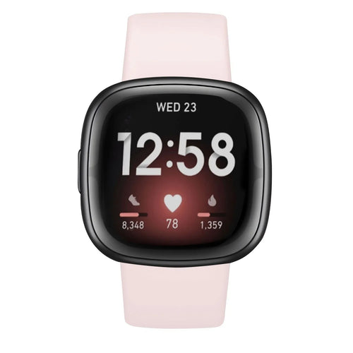 Silicone Strap 'Classic', light pink, on a watch, direct front view