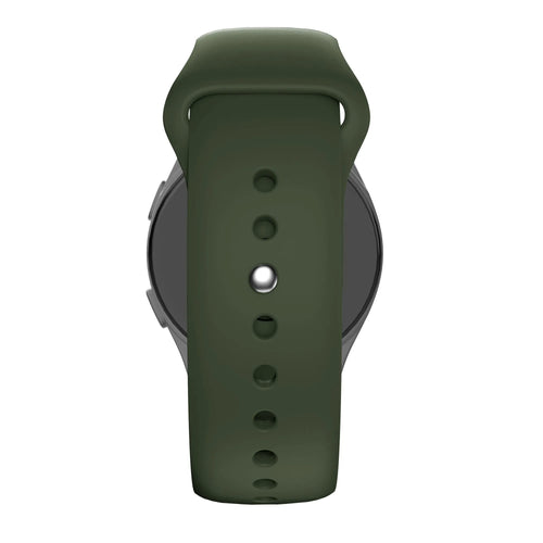 Silicone Sport Strap 'Deluxe', olive green, on a watch, direct front view