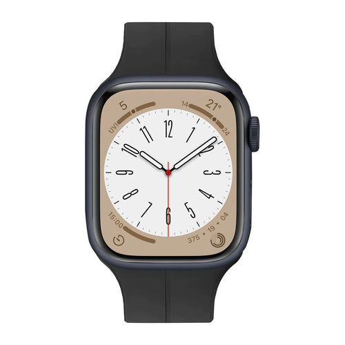 D-Buckle Silicone Strap, black, on a watch, direct front view
