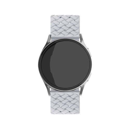 Braided Silicone Strap, grey, on a watch, direct front view