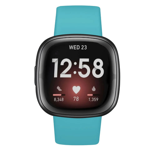 Silicone Strap 'Classic', aqua, on a watch, direct front view