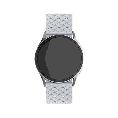 Braided Silicone Strap, grey, on a watch, direct front view