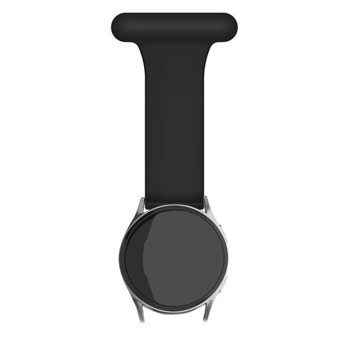 Silicone Nurse Fob, black, on a watch, direct front view
