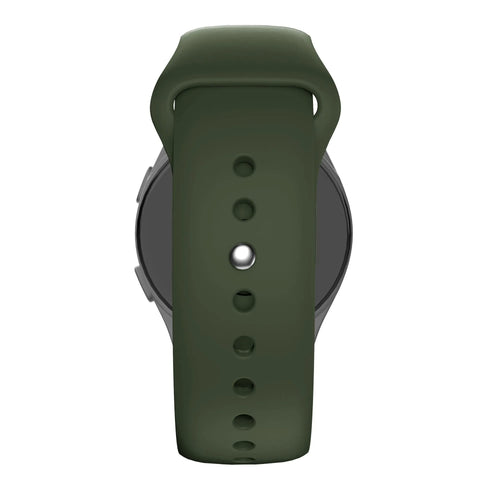 Silicone Sport Strap 'Deluxe', olive green, on a watch, direct front view