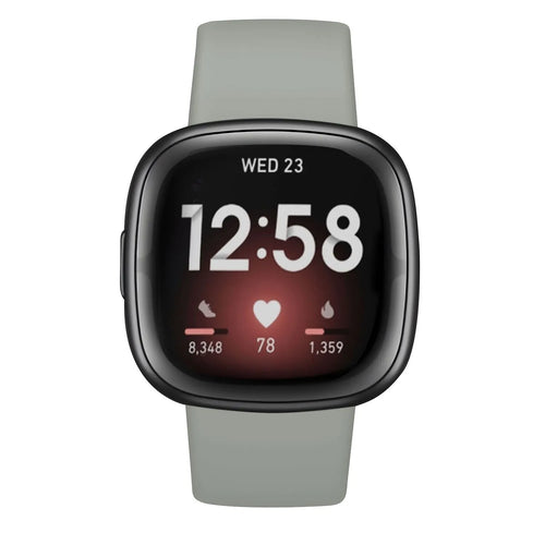 Silicone Strap 'Classic', grey, on a watch, direct front view
