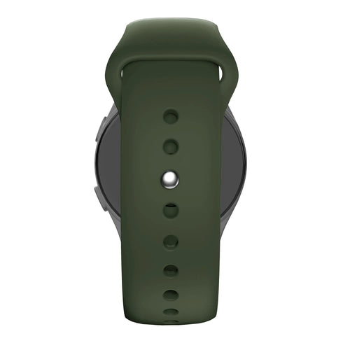 Silicone Sport Strap 'Deluxe', olive green, on a watch, direct front view