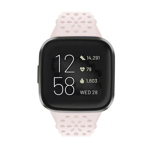 Patterned Silicone Strap, light pink, on a watch, direct front view