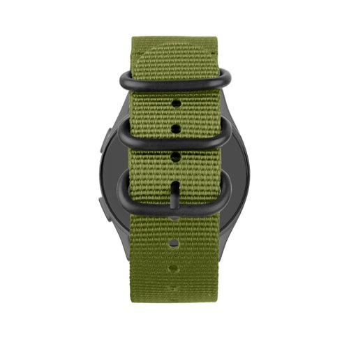 Buckled Nylon Strap, green, on a watch, direct front view