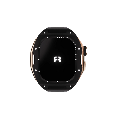 Reqior Apple Watch 45mm Case with Rubber Strap (Black/Rose Gold)