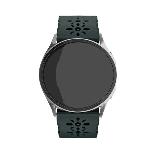 Patterned Silicone Strap, viridian, on a watch, direct front view