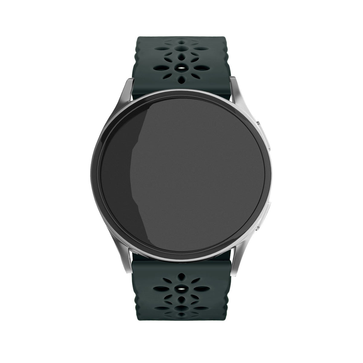 Patterned Silicone Strap, on a watch, direct front view