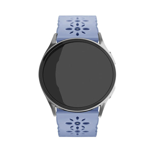 Patterned Silicone Strap, lavender grey, on a watch, direct front view