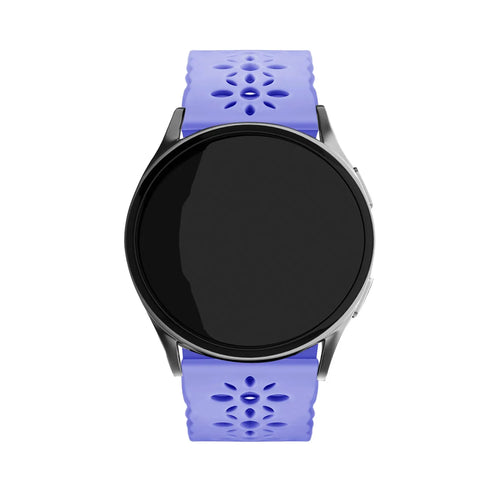 Patterned Silicone Strap, lilac, on a watch, direct front view