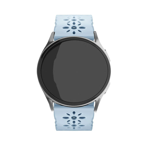 Patterned Silicone Strap, mist blue, on a watch, direct front view