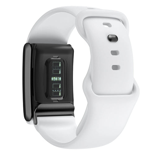 Silicone Strap, white, on a watch, direct front view