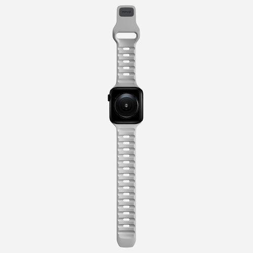Sport Silicone Strap, grey, on a watch, direct front view