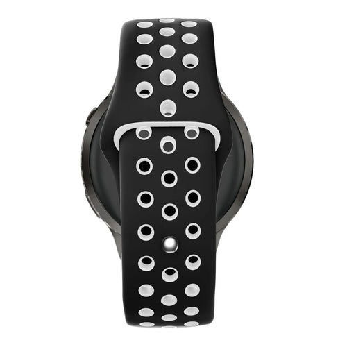 Silicone Sport Strap 'Deluxe', black/white, on a watch, direct front view