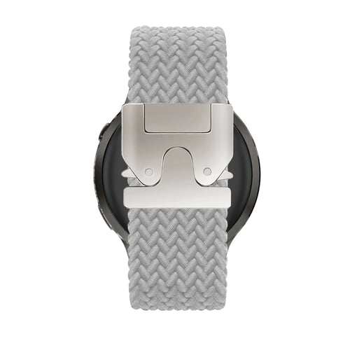 Nylon Braided Strap 'Parachute', light grey, on a watch, direct front view