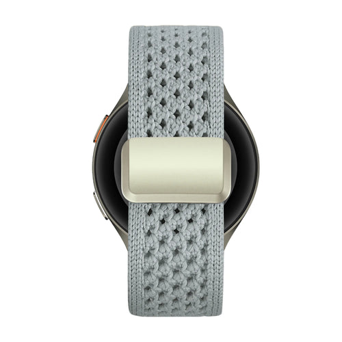 Vintage Nylon Strap, light blue, on a watch, direct front view